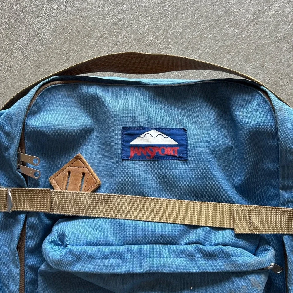 Vintage 70s JanSport K2 External Frame Backpack Blue Tan Hiking Pack Metal